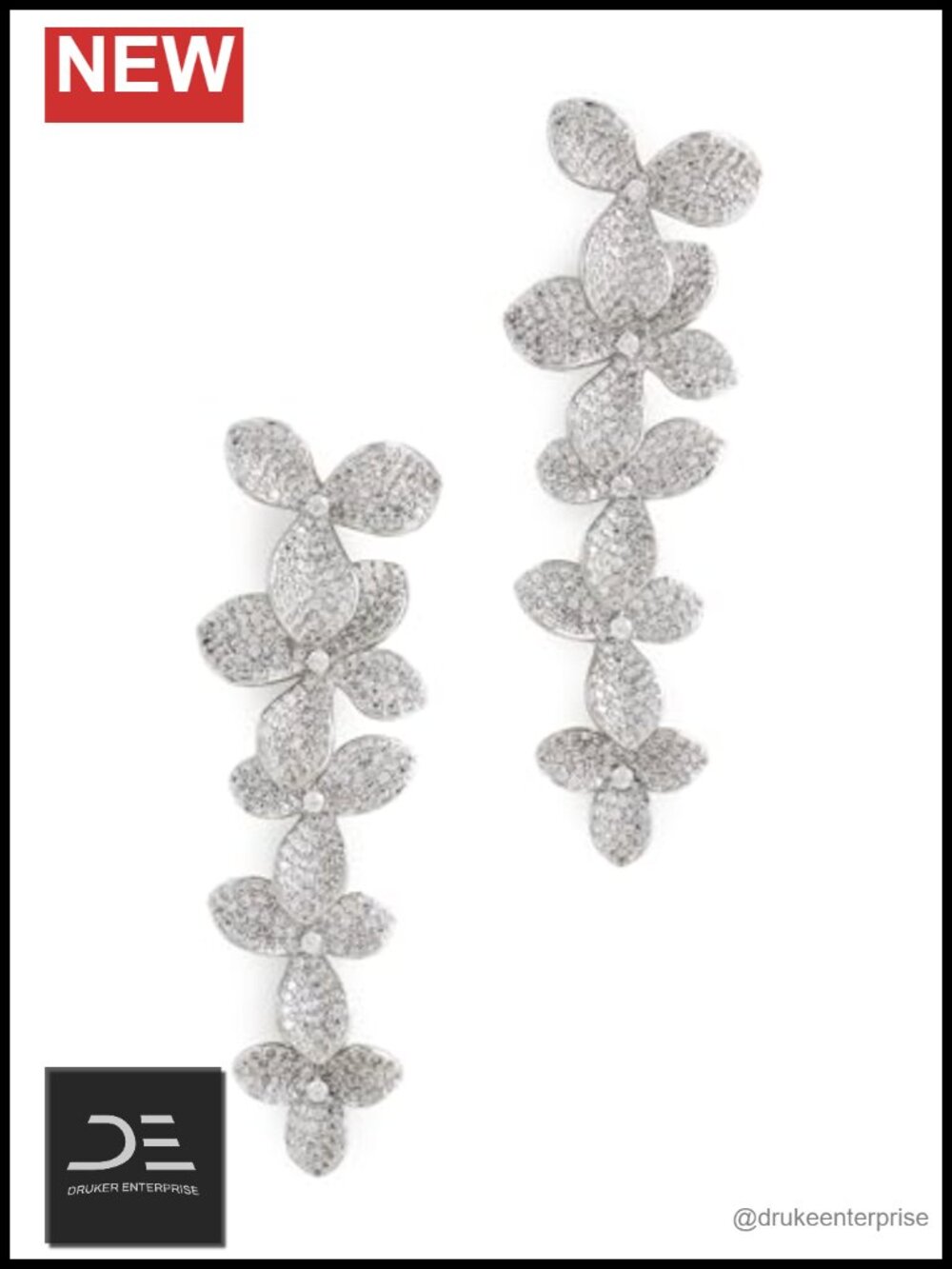 Cubic Zirconia Drop Dangle Earrings Post Closure Metal